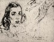 Study of female-s head with hand Nikolay Fechin